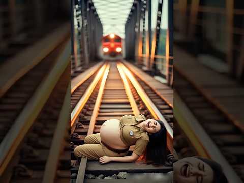 Pregnant Police Officer Rescue from Railway Tracks! #indianpolice #rescue #pregnant #women #railway