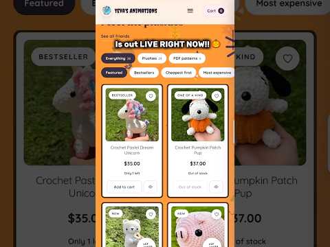My crochet plushies are for sale!! #crochet #website #sell #live #comment #shakira #announcement